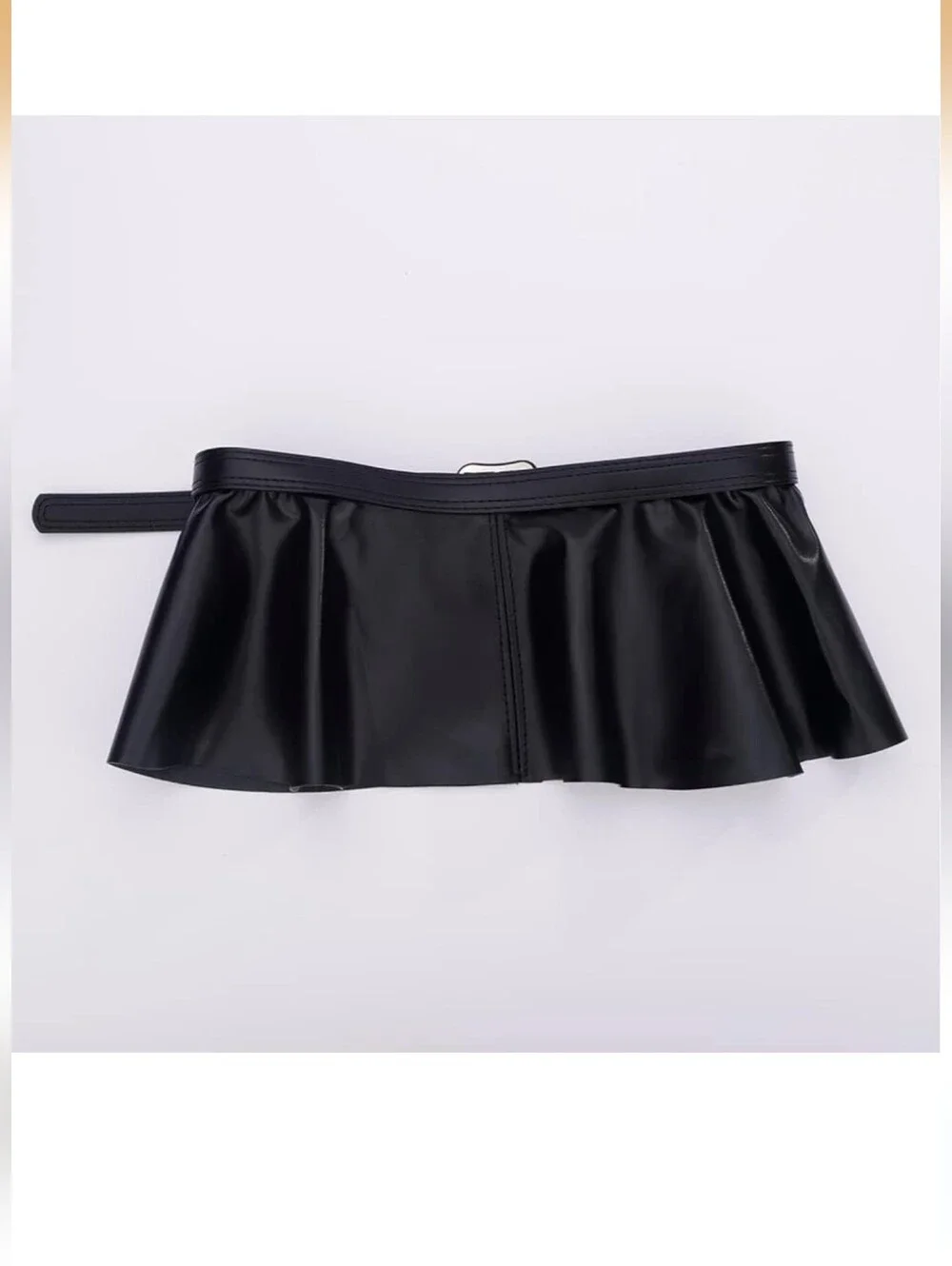 Black Faux-Leather Peplum Belt